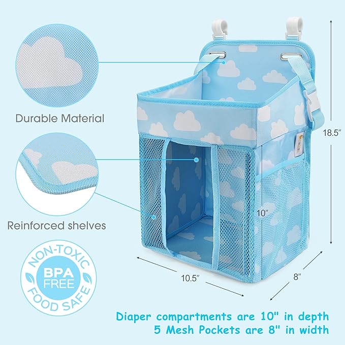 Maliton Hanging Diaper Organizer - Diaper Stacker for Changing Table, Crib, Playard or Wall & Nursery Organization Baby Shower Gifts for Newborn
