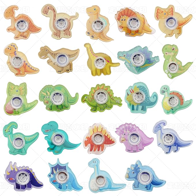 24PCS Dinosaur Fidget Spinner Toys,Party Favors Birthday Gifts Goodie,Autism Sensory Toys for Boys Girls Stress Relief,Treasure Box Toy for Classroom Prizes Supplies(Dinosaur)