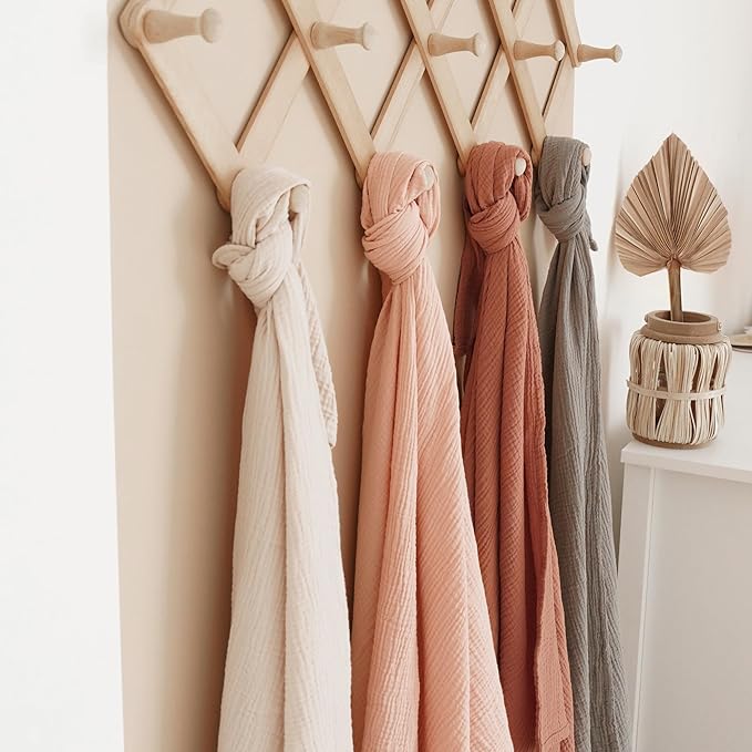 Konssy Muslin Swaddle Blankets for Boys Girls, 2 Pack Receiving Baby Blanket Large 47 x 47 inches, Soft Breathable Swaddling Wrap for Unisex Newborn (Star,Blue)