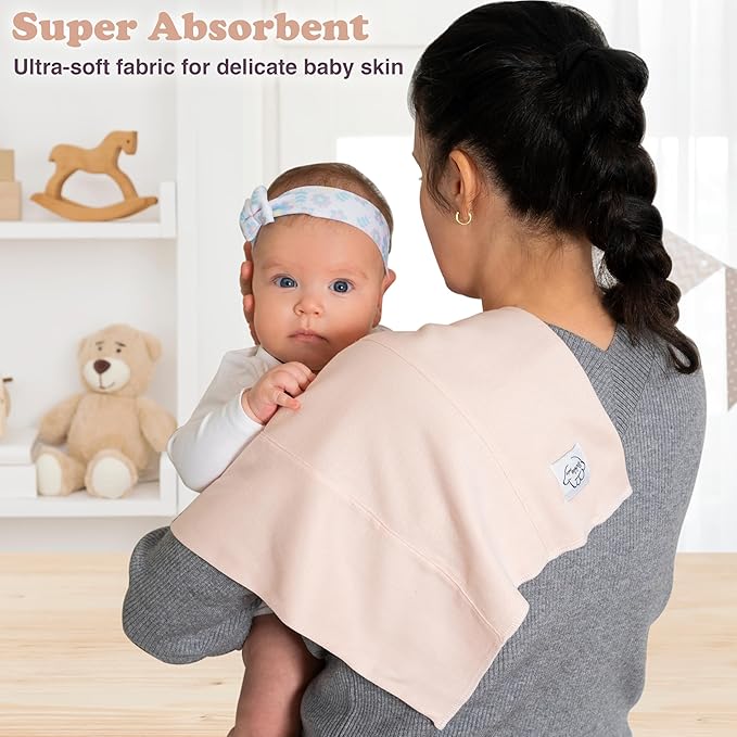 Baby Burp Cloths for Boys and Girls - 7 Pack Large 100% Cotton - Double Layered Extra Absorbent Burp Rags, Lavender