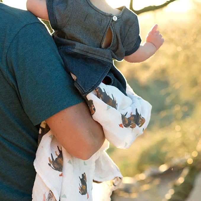 Little Unicorn Premium Cotton Swaddle Baby Blanket | Breathable Fabric | for swaddling, Play, Nursing & More (Bison)