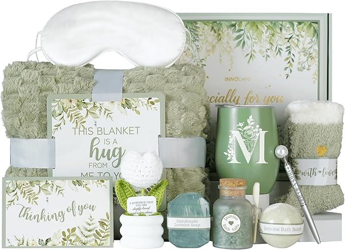 InnoBeta Personalized Gift Baskets for Women who Have Everything, Unique Gifts for Her on Birthdays, Christmas, Useful Self Care Package, M