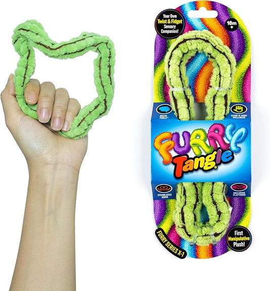 Tangle Furry Fidgets - New! Cactus Green - Plush Tangle Fidget Toy - Soft Colorful Plush Materials That Will Please Sensory Toy Lovers - Take Your Furry Fidget with You Everywhere!