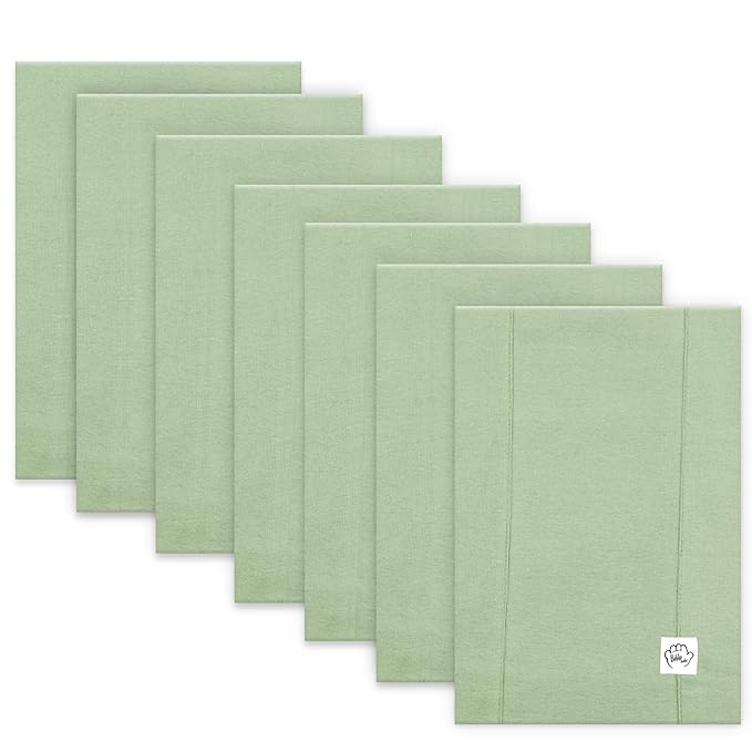 Baby Burp Cloths for Boys and Girls - 7 Pack Large 100% Organic Cotton - Double Layered Extra Absorbent Burp Rags, Green