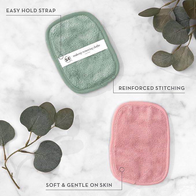 S&T INC. Makeup Remover Wipes for Skin Care, Reusable Makeup Wipes with Laundry Bag, Travel Essentials, Assorted Colors, 4.5 Inch by 6.5 Inch, 7 Pack