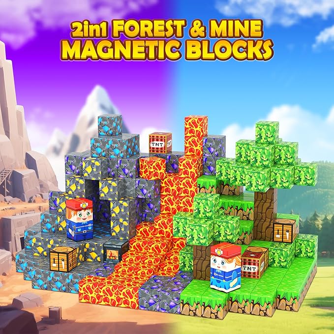 Magnetic Blocks 100PCS Kids Toys Magnetic Building Blocks Sensory Stem Boys Toys Ages 3-5 4-6 5-7 Classroom Must Haves 3 4 5 6 7 8 9 10 Year Old Boy Birthday Gifts