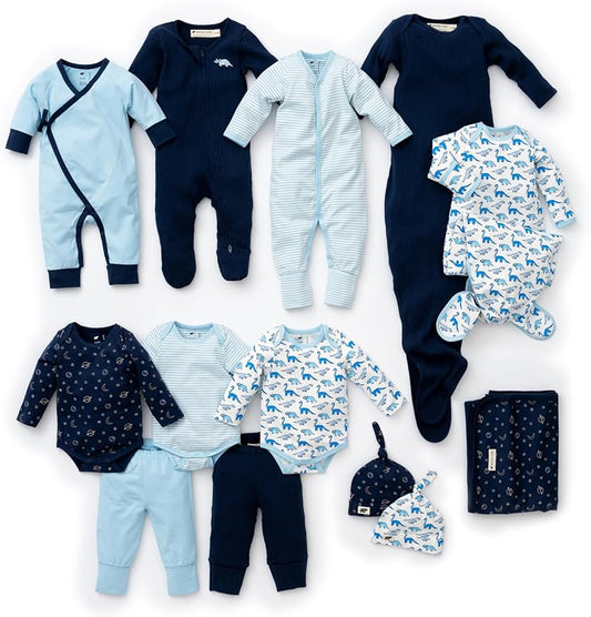 MONICA + ANDY Soft Start Box, Organic Cotton Baby Clothes Set, Super Soft 13-Piece Newborn & Infant Baby Gift Set