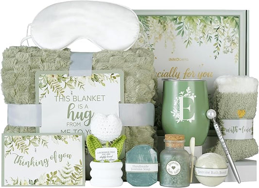 InnoBeta Personalized Gift Baskets for Women who Have Everything, Unique Gifts for Her on Birthdays, Christmas, Useful Self Care Package, E