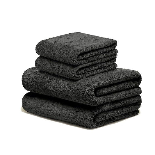 Italic Serene Ultraplush Cotton Towel Set, 4-Piece, 2 Bath Towels + 2 Hand Towels, Charcoal, Large, 800GSM, 100% Cotton, Heavy Duty, Resort Grade Towels (Charcoal)