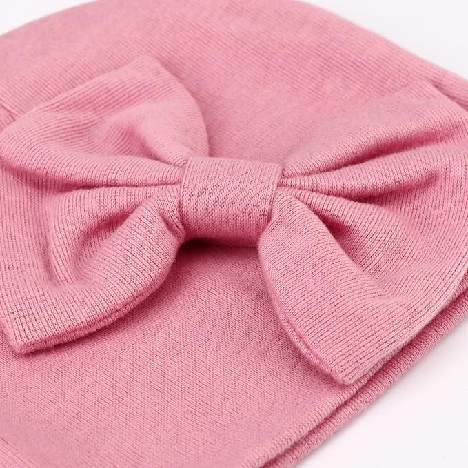 BQUBO Newborn Girls Hats Baby Hat and Mittens Set Infant Caps Bow Hospital Beanie with No Scratch Mittens for Baby Boys Girls
