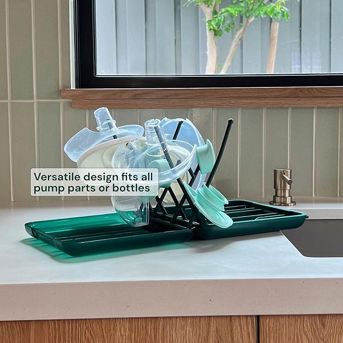 Willow Travel Cleaning Kit & Drying Rack - 5-Pack Cleaning Rack and Brushes for Breast Pump Parts and Bottles - Breastfeeding Essential