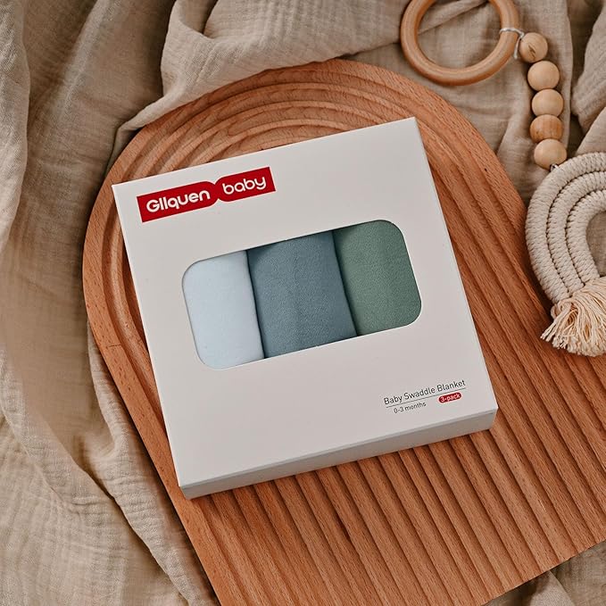 GLLQUEN BABY Girl Swaddles 0-3 Months - 3 Pack Baby Swaddles Sack for Newborn, Infant Sleep Sack, Easy Swaddling Wrap, Tranquil Blue, Nursery Swaddle Blankets Essentials