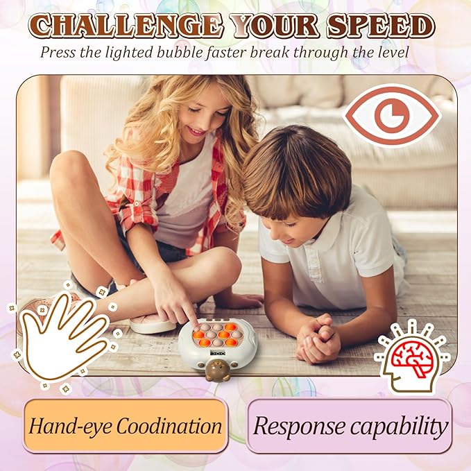 Pop Game Light Up Fidget Toy for Kids 5-7 & 8-12, Handheld Puzzle Game Sensory Toys with LED Screen, for Kids Ages 3-12 (Bear)