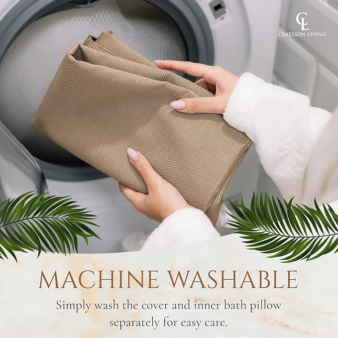 Luxury Bath Pillow for Tub - Thick and Comfortable Bathtub Pillow Support for Head and Neck and Back - Washable Quick-Drying Bath Pillows - Bath Cushion for Home Spa - Fits Any Bathtub - Sand