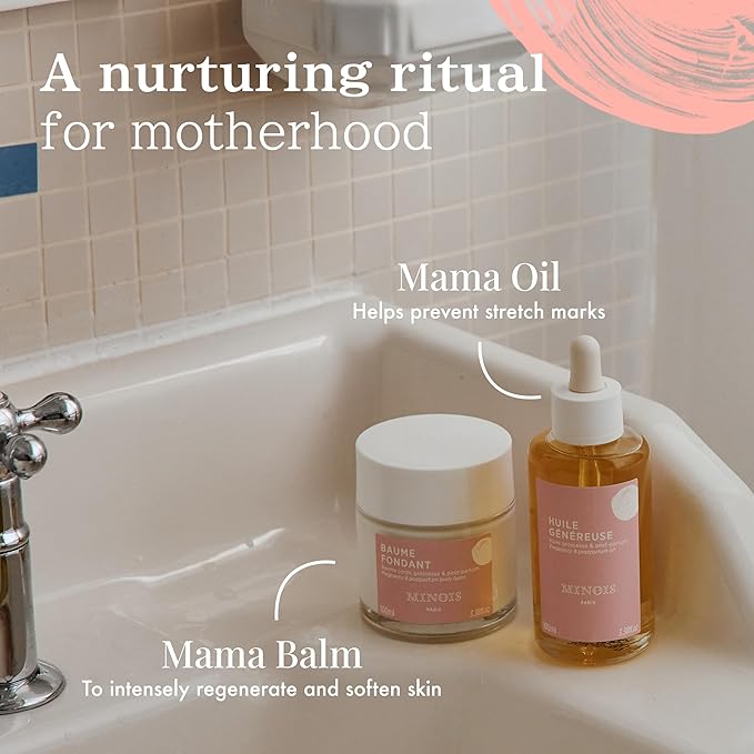 MINOIS PARIS Pregnancy Body Oil – Organic Belly Oil for Stretch Marks Prevention & Removal – Firming Skin Therapy Oil for Pregnant Women – Made in France