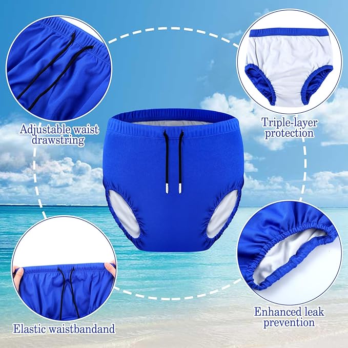 2 Pcs Youth Swim Diaper Special Needs Reusable Cloth Diaper Covers Waterproof Incontinence for Swimming,Unisex