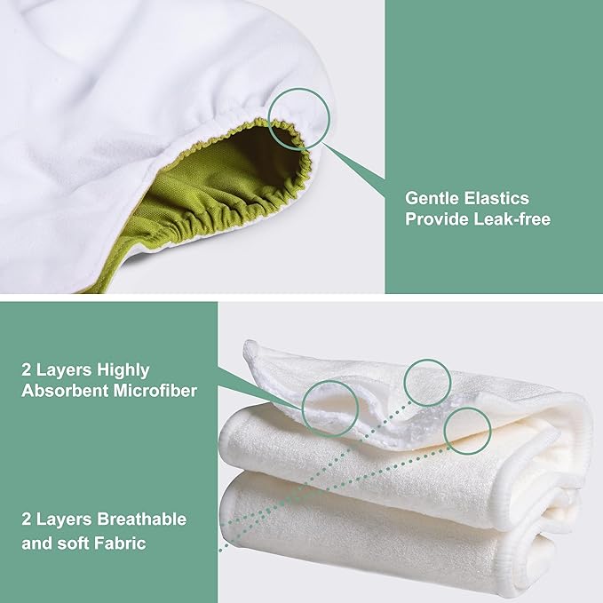 Wegreeco Cloth Diapers 6 Pack with Inserts, Washable Reusable Diapers for Babies, One Size Adjustable (Adventure)