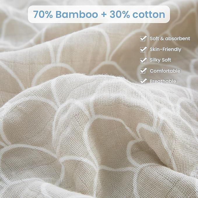 Softan Muslin Swaddle Blankets for Baby Girl & Boy, 47X47In Receiving Blankets for Newborn, Swaddle Blanket Set Soft Silky & Breathable,Blue Rainbow and Five-Pointed Star, 4 Pack