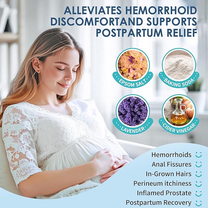 Soothic Sitz Bath, Sitz Bath for Toilet Seat Hemorrhoids and Postpartum Care, Foldable Basin for Epsom Salt Soak, Portable Bidet Temperature Resistant - Universal Fit