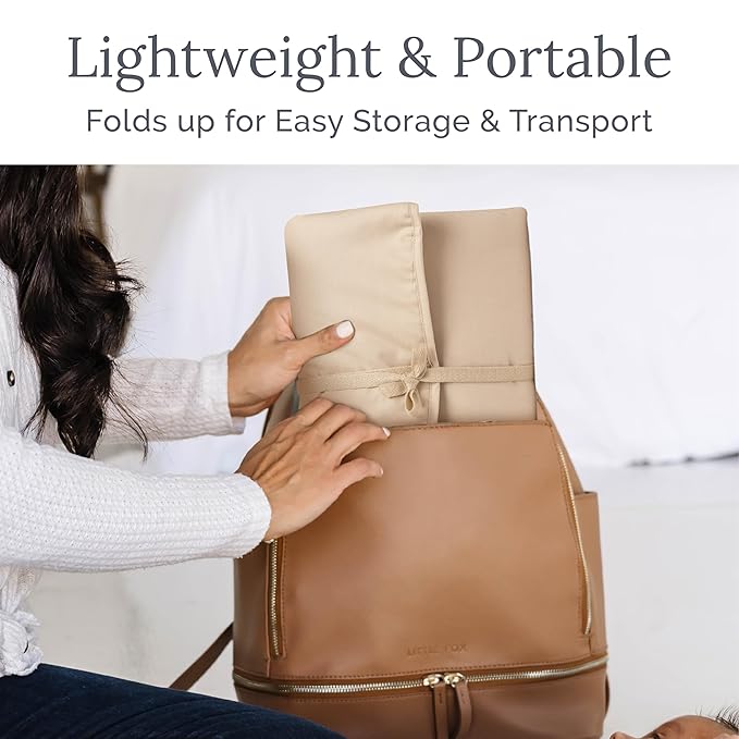 Natemia Portable Diaper Changing Pad - Rollable Portable Changing Pad for Diaper Bag & Travel - Soft Organic Cotton Percale Exterior - Baby Changing Mat, Foldable, Machine Washable - Baby Essentials