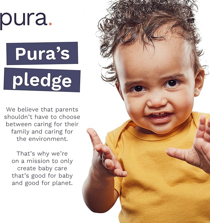 Pura Size 1 Eco-Friendly Diapers (4-11lbs) Hypoallergenic, Soft Organic Cotton Comfort, Sustainable, Wetness Indicator, Allergy UK, Newborn, Bulk Buy, 6 Packs of 32 (192 Baby Diapers)