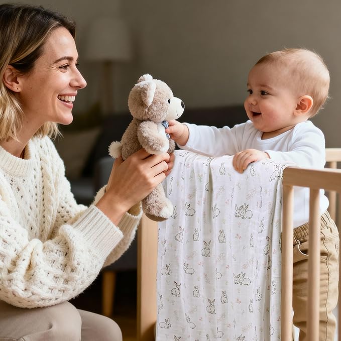 GLLQUEN BABY Muslin Swaddle Blankets Breathable Receiving Blankets (35" x 40") 2-Pack Soft Baby Blankets for Girls and Boys Newborn Essentials Muslin Burp Cloths Swaddle Wrap Gift(Looking for Spring)