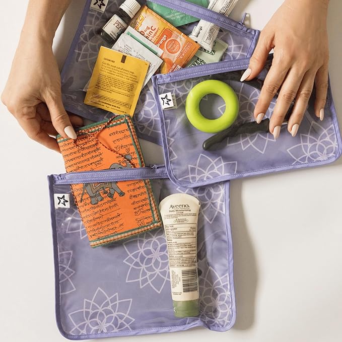 Tiny Twinkle Mess-Proof Travel Bags | TSA Airline Compliant, Zipper Closure, Clear Front Pouch, Diaper Bag Packing, Toiletry or Makeup Cosmetics Organizer