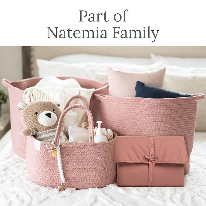 Natemia Portable Diaper Changing Pad - Rollable Portable Changing Pad for Diaper Bag & Travel - Soft Organic Cotton Percale Exterior - Baby Changing Mat, Foldable, Machine Washable - Baby Essentials