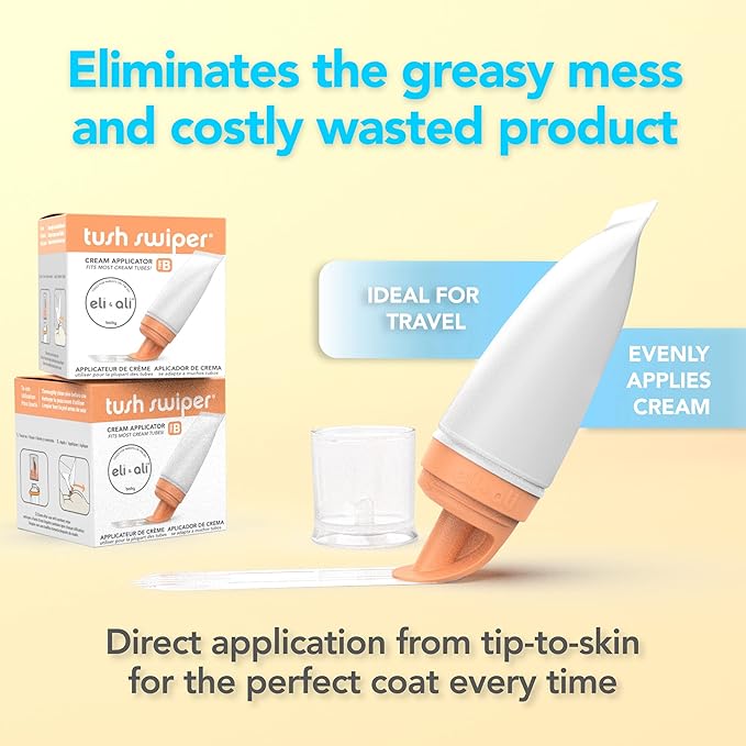 Eli & Ali Tush Swiper - Diaper Rash Cream & Butt Paste Applicator - Universal Fit for Most Diaper Creams | Mess-Free & Hygienic Alternative to Cream Spatula - Carry Less Baby Gear - Orange, 2 Pack