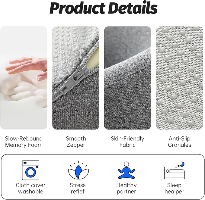 Face Down Pillows for Massage Table, Massage Headrest for Bed, Face Cradle for Spa, BBL Pillow After Surgery Post Eye Surgery Recovery & Vitrectomy Recovery Equipment Removable Cover Grey