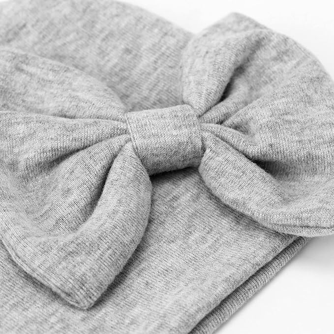 BQUBO Newborn Baby Hats Mittens Set Hospital Hat Beanie Infant Bow Hats Baby Gloves No Scratch Mittens for 0-6 Months