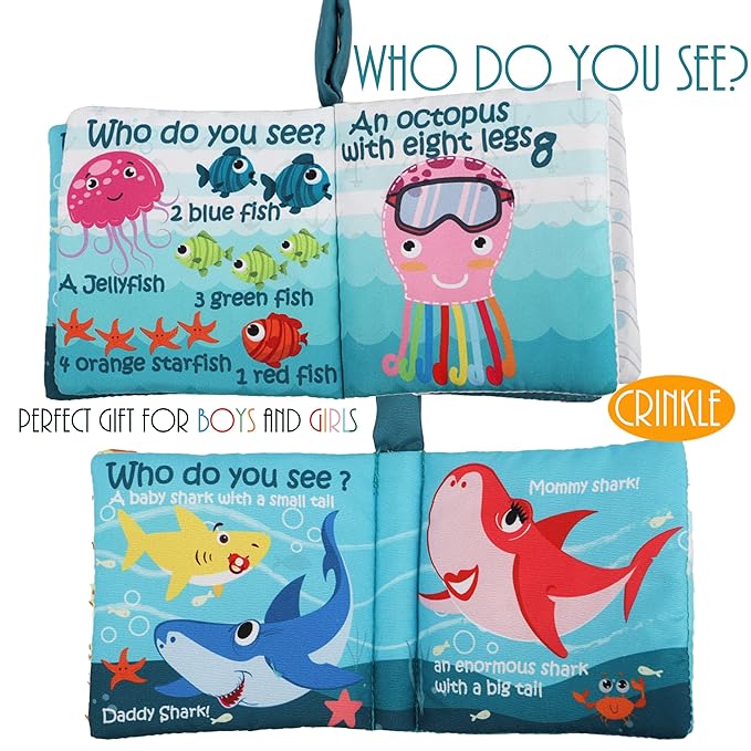 Baby Books Toys Gifts, Touch and Feel Cloth Crinkle Books for Babies,Infant Toddler Baby 0-3-6-12-18 Months, Early Learning Toys 6 to 12 Months 1-2 Years Old, Easter Shower Gift for Boys Girls,6 PCS