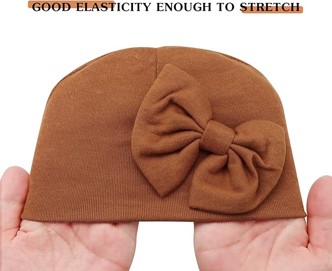 BQUBO Newborn Girls Hats Baby Hat and Mittens Set Infant Caps Bow Hospital Beanie with No Scratch Mittens for Baby Boys Girls