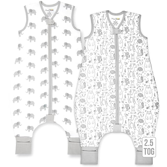 Mama Cheetah Toddler Sleep Sack with Feet 2T, 2.5 TOG Organic Cotton Baby Sleeping Bag with Legs, Baby Wearable Blankets for Walkers w/ 2-Way Zipper, Baby Sleep Sack for Girls Boys, Medium