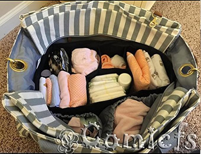 Comicfs Baby Diaper Bag Insert Organizer (Dimensions: 12 X 6.4 X 8 Inch, Black)