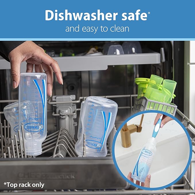 Dr. Brown's Natural Flow Anti-Colic Options+ First Year Feeding Set with Newborn Baby Bottles, Soft Spout Transition Cup, Bottle Cleaning Brush & 100% Silicone HappyPaci Pacifier, 0m+