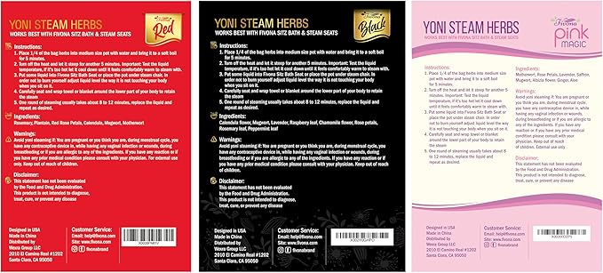 Fivona 5-in-1 Yoni Steaming Kit Foldable Over The Toilet Steamer Seat with Black Red Pink Premium Yoni Herbs and Storage Bag - Effective Detox pH Balance Cleansing and Relaxation - at Home V-SPA