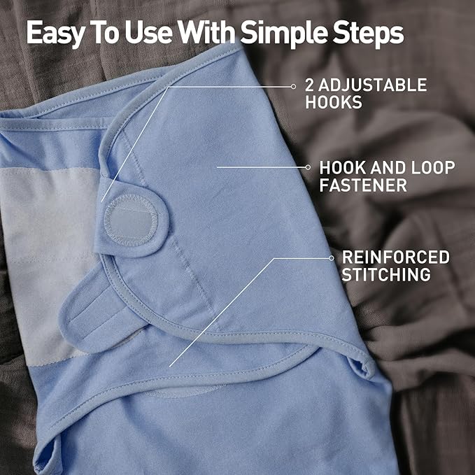 Organic Baby Swaddle Sleep Sacks, 2-Pack Swaddles for Newborns Baby Essentials, Infant 0-3 Months, 100% Cotton Soft & Snug Adjustable Wrap Nursery Swaddling Blankets Improves Sleep