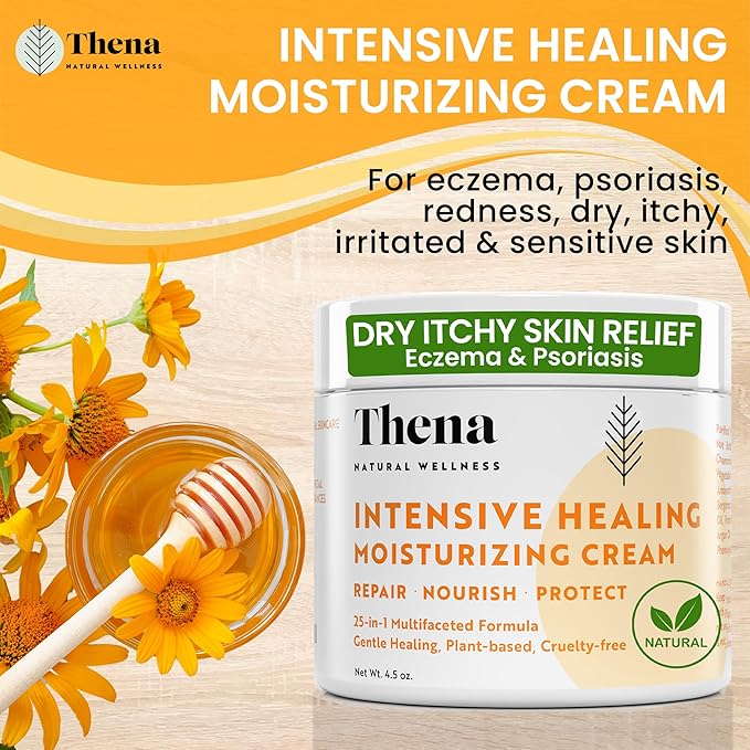 25-in-1 Healing Moisturizing Cream Dry Irritated Itchy Skin Relief - Soothes Nourishes Body Scalp Hands, Natural Moisturizer for Eczema Psoriasis Dermatitis, Adults & Kids