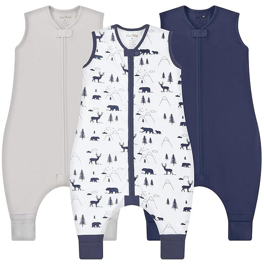 Mama Cheetah Toddler Sleep Sack with Feet, 0.5 TOG Organic Cotton Baby Sleeping Bag with Legs, Baby Wearable Blankets for Walkers w/ 2-Way Zipper, Baby Sleep Sack for Girls & Boys, Early Walker 3-4 T