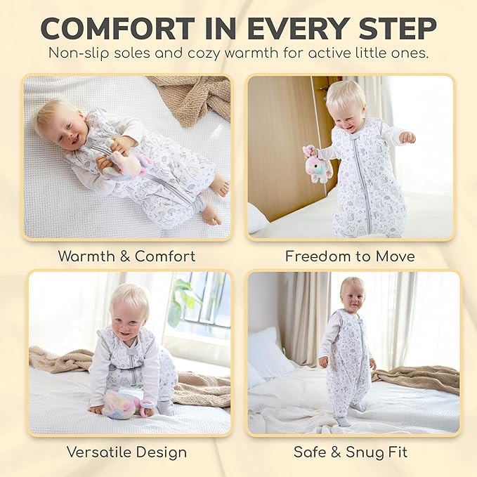 Mama Cheetah Toddler Sleep Sack with Feet 3T - 4T, 2.5 TOG Organic Cotton Baby Sleeping Bag with Legs, Baby Wearable Blankets for Walkers w/ 2-Way Zipper, Baby Sleep Sack for Girls & Boys, Large