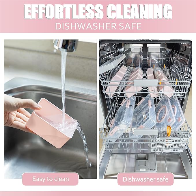 Stackable Snackle Box Container with 2 Lids, 14 Compartments - BPA-Free Snackle box Organizer, Dishwasher & Microwave Safe Reusable Snacklebox for Veggies, Fruits, Charcuterie, Snacks (Pink, 2 Pack)