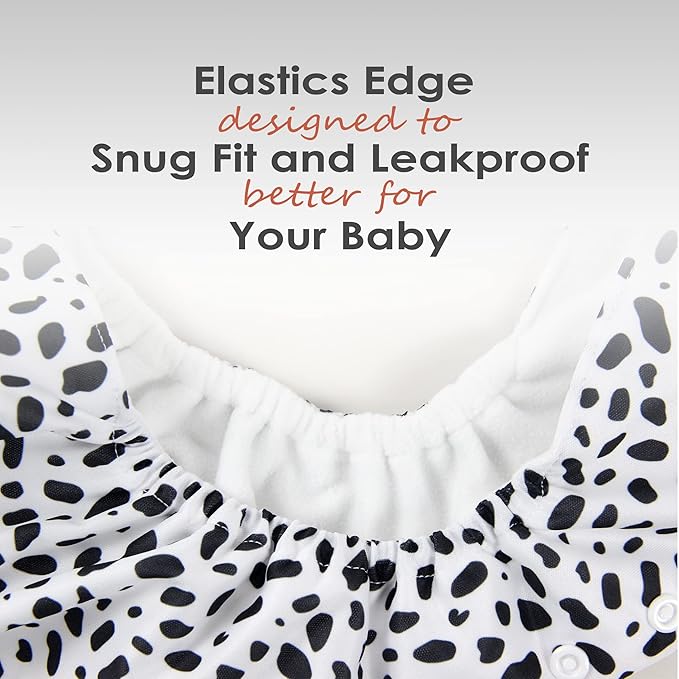 wegreeco Cloth Diapers 5 Pack with 5 Inserts, Washable Cloth Diapers for Babies, One Size Adjustable Reusable (Animal Party)