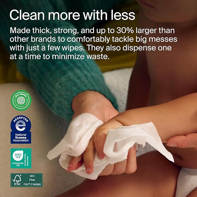 Coterie Baby Wipes + Diapers Kit, Size 1 (198 Count) & Size Newborn Diapers (93 Count), 4 Pack (224) Wipes with 99% Water, Plant Based Materials, Hypoallergenic for Sensitive Skin, Baby Essentials