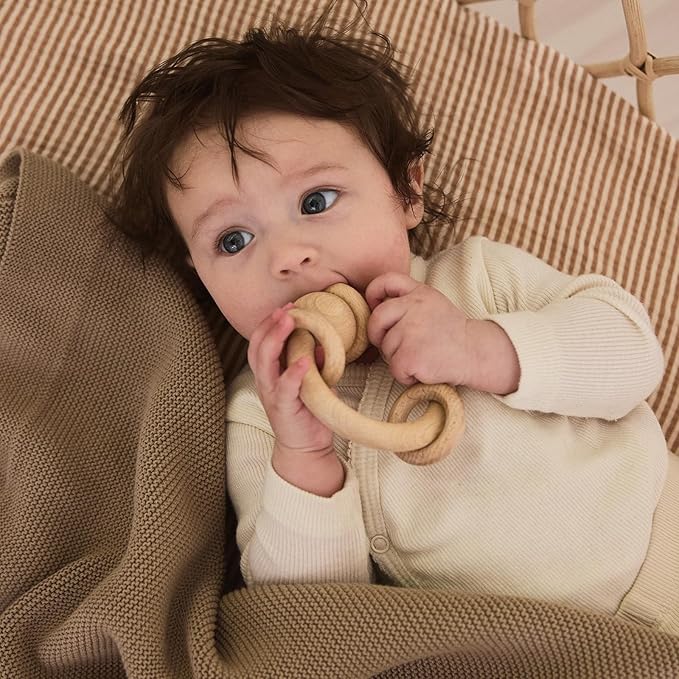 Knitted Organic Cotton Baby Blanket- Swaddle Blanket, 30" x 40" Soft Receiving Blanket for Newborn