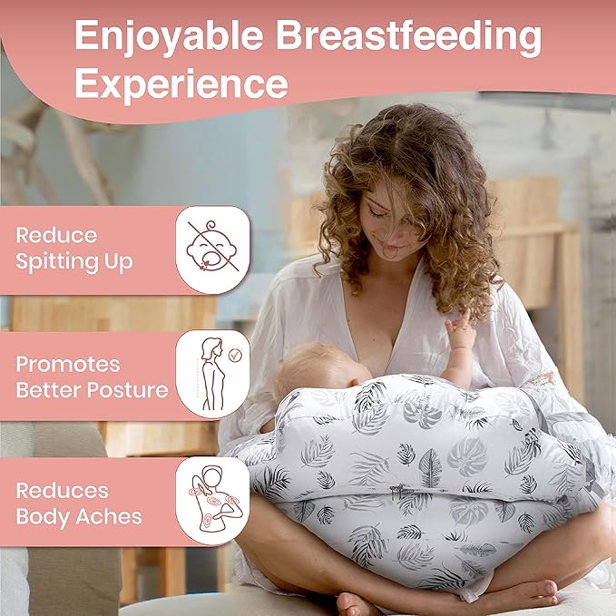 PILLANI Nursing Pillow for Breastfeeding, Breastfeeding Pillows for Mom Support & Baby Comfort, Removable Cotton Cover, w/Adjustable Waist Strap, Newborn Essentials Must Haves, Baby Registry Search