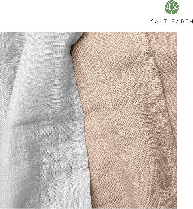 Salt Earth 100% Organic Cotton GOTS Certified 2-Layered Swaddle Baby Blanket, 2 Pack,47"x47" Receiving Blankets for Swaddling,Wrap for Boy & Girl, Newborn Baby Essentials, Registry (2 Solid Colour)