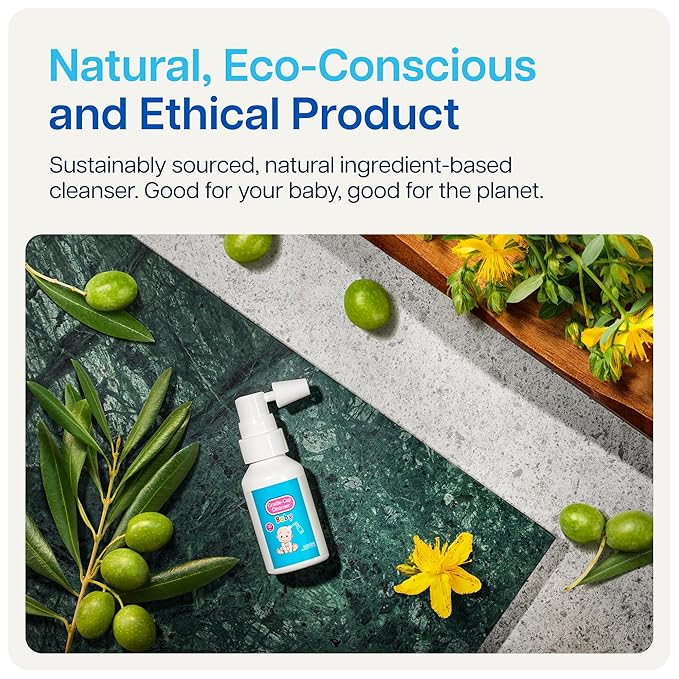 NAVEH PHARMA Cradle Cap Cleanser For Baby & Kids | 100% Natural Cradle Cap Treatment | Spray & Wash No Scrubbing | Better Than Shampoo Or Brush | Help With Dandruff | Olive Oil & Squalane | 1 FL OZ