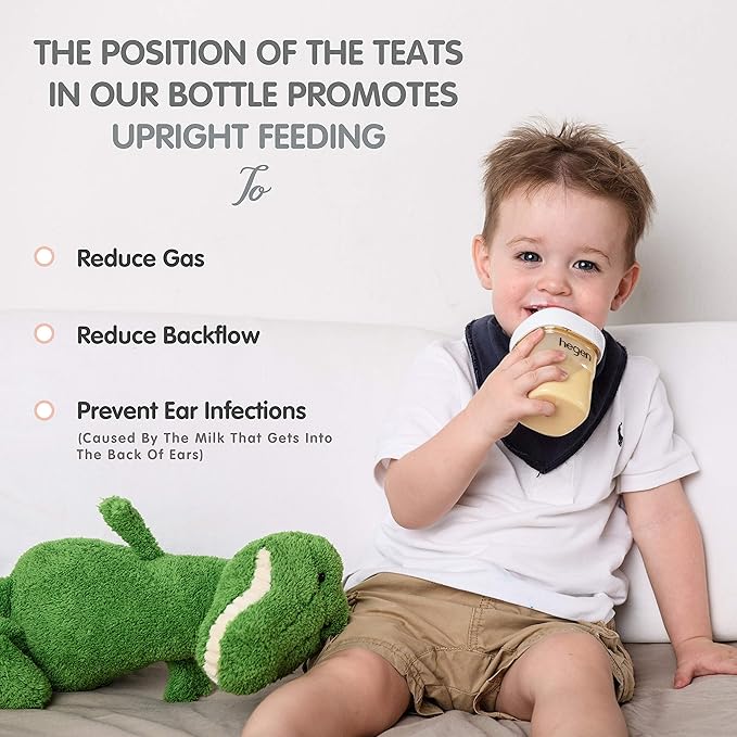 hegen Baby Bottles- Anti Colic Baby Bottles Wide Neck- Breastfeeding System 11 oz with Fast Flow Teats