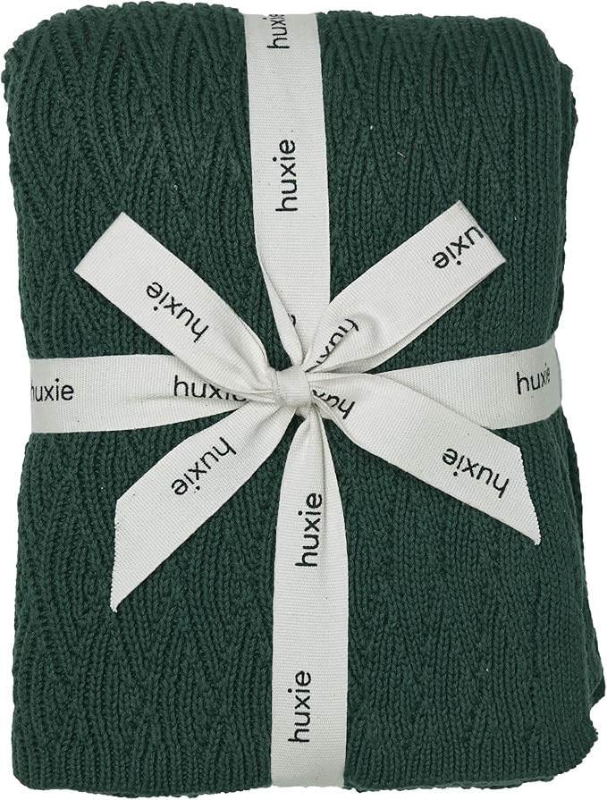 Knitted Organic Cotton Baby Blanket- Swaddle Blanket, 30" x 40" Soft Receiving Blanket for Newborn (Forrest Green)